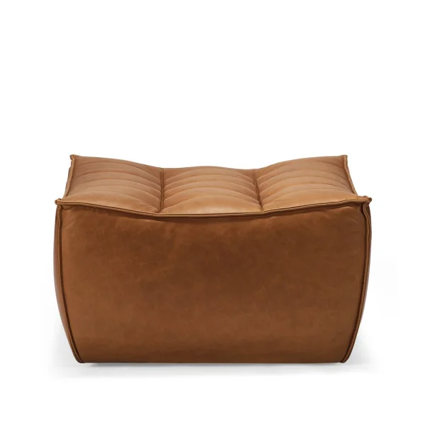 Ethnicraft N701 Fußhocker 70x70 cm Anilinledertasche braun