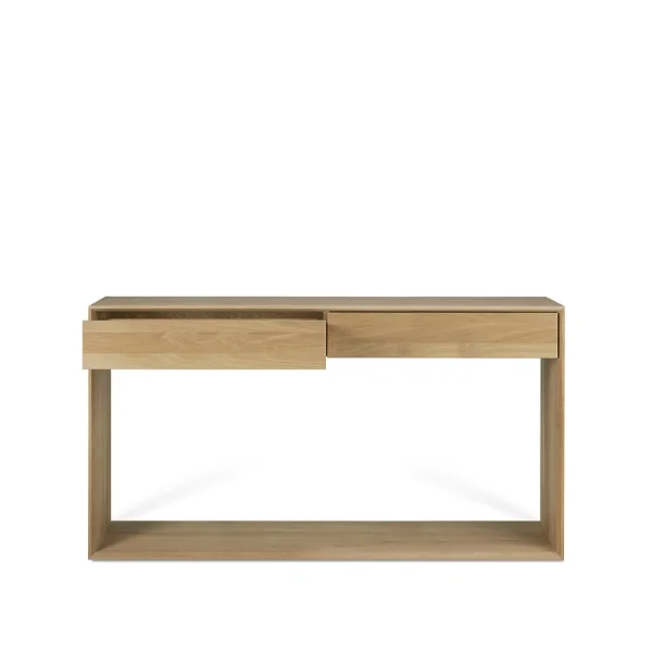 Ethnicraft Nordic Konsolentisch Lackierte Eiche mit zwei Schubladen 160x40 cm
