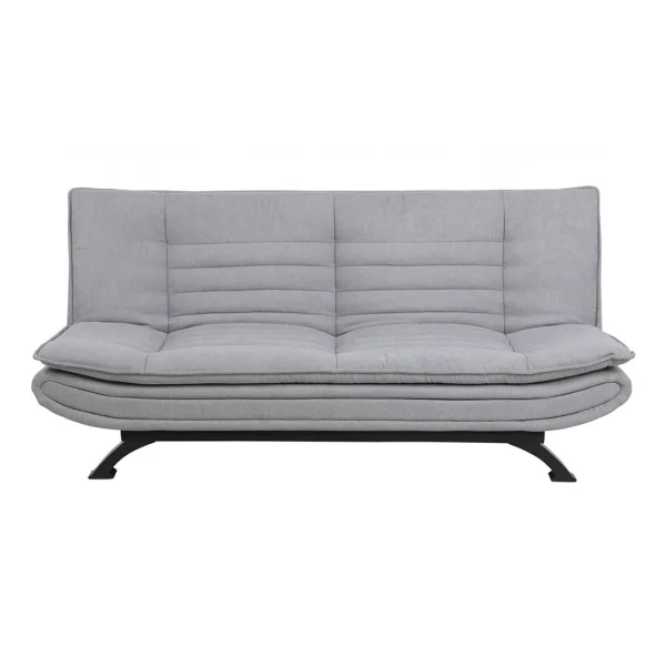 Fanny Schlafsofa in hellgrau mit schwarzen Gestell.