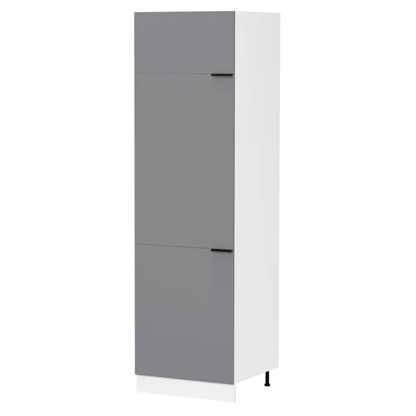 Fasola Küchenhochschrank 60 cm 3 Türen anthrazit grau, weiß.