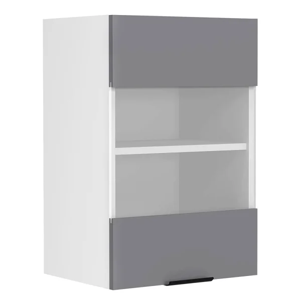 Fasola Küchenoberschrank 40 cm 1 Glasstür anthrazit grau, weiß.