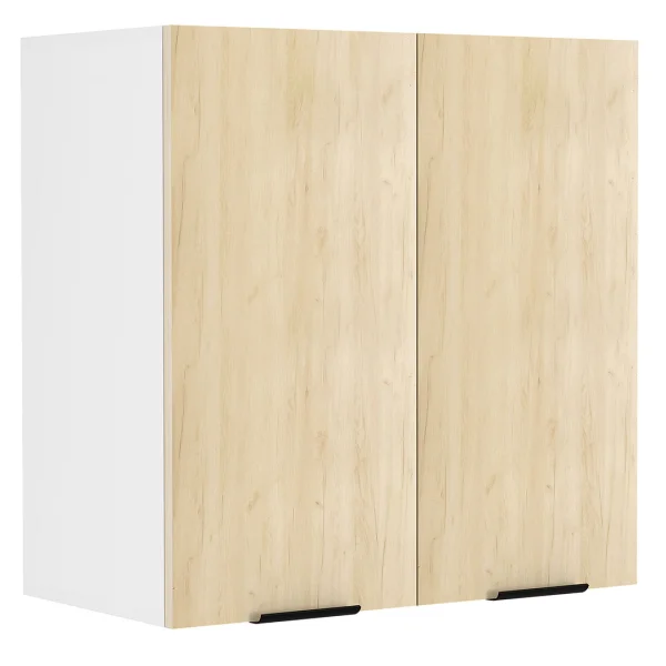 Fasola Küchenoberschrank 60 cm 2 Türen Eiche Dekor, weiß.
