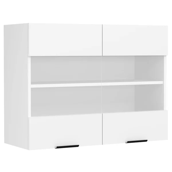 Fasola Küchenoberschrank 80 cm 2 Glasstüren weiß.