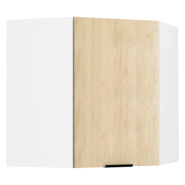 Fasola Küchenoberschrank , Eckschrank 1 Tür Eiche Dekor, weiß.