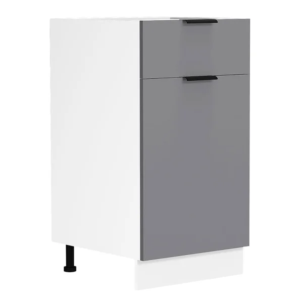 Fasola Küchenunterschrank 40 cm 1 Tür, 1 Schublade anthrazit grau, weiß.