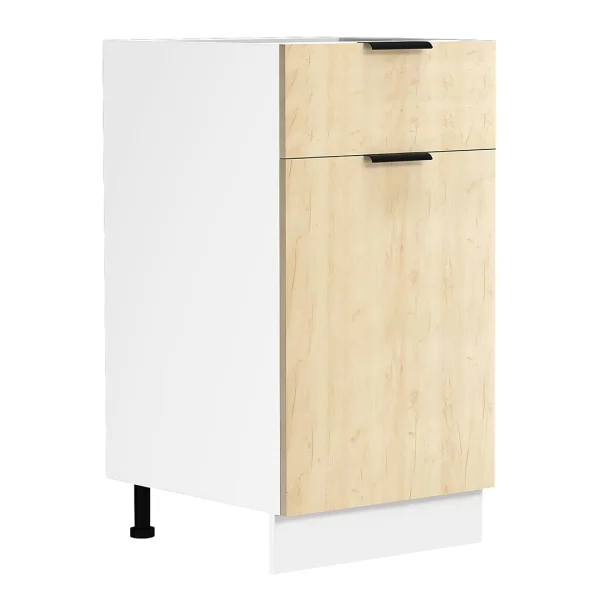 Fasola Küchenunterschrank 40 cm 1 Tür, 1 Schublade Eiche Dekor, weiß.