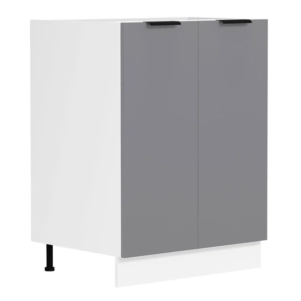 Fasola Küchenunterschrank 60 cm 2 Türen anthrazit grau, weiß.
