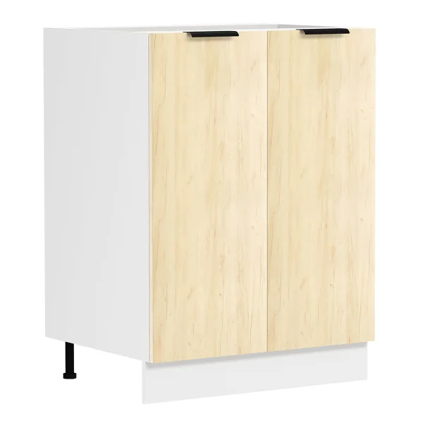 Fasola Küchenunterschrank 60 cm 2 Türen Eiche Dekor, weiß.