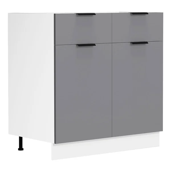 Fasola Küchenunterschrank 80 cm 2 Türen, 1 Schublade anthrazit grau, weiß.