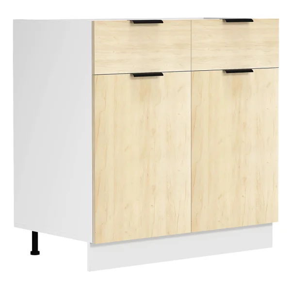 Fasola Küchenunterschrank 80 cm 2 Türen, 1 Schublade Eiche Dekor, weiß.