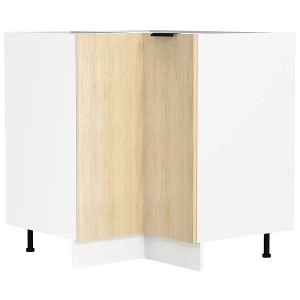 Fasola Küchenunterschrank , Eckschrank 1 Tür Eiche Dekor, weiß.