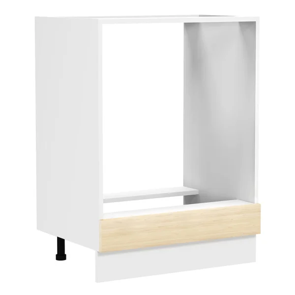 Fasola Küchenunterschrank für Herd 60 cm Eiche Dekor, weiß.