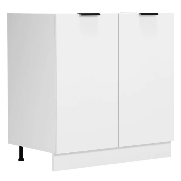 Fasola Küchenunterschrank für Waschbecken 80 cm 2 Türen weiß.