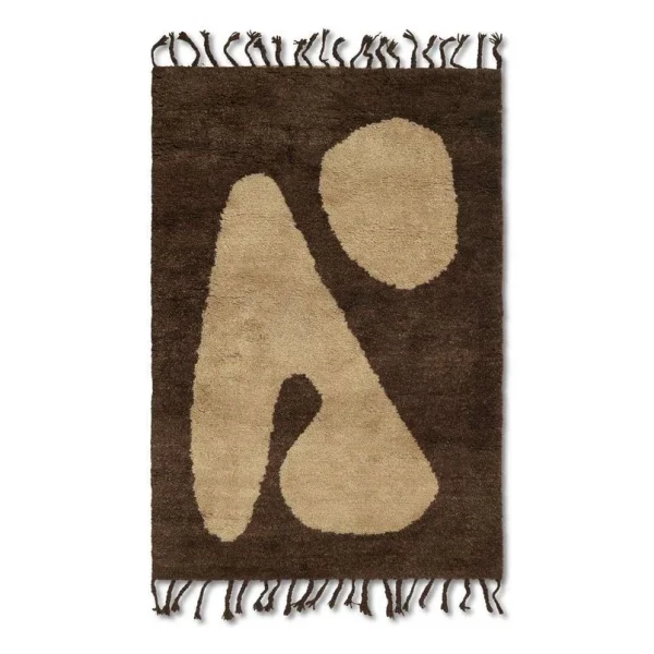 ferm LIVING - Abstract Teppich Small Brown/Off-White