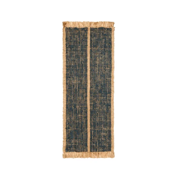 ferm LIVING - Athens Stripes Teppich 80x200 Natural/Ink Blue