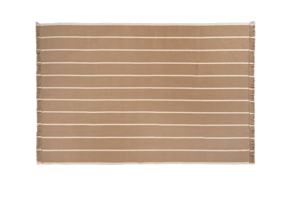 ferm LIVING - Calm Kelim Teppich 140x200 Dunkel Sand/Off-White
