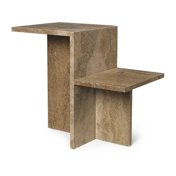 Ferm Living Distinct Beistelltisch Kalkstein 59,5x35x50 cm Dark Brown Travertine