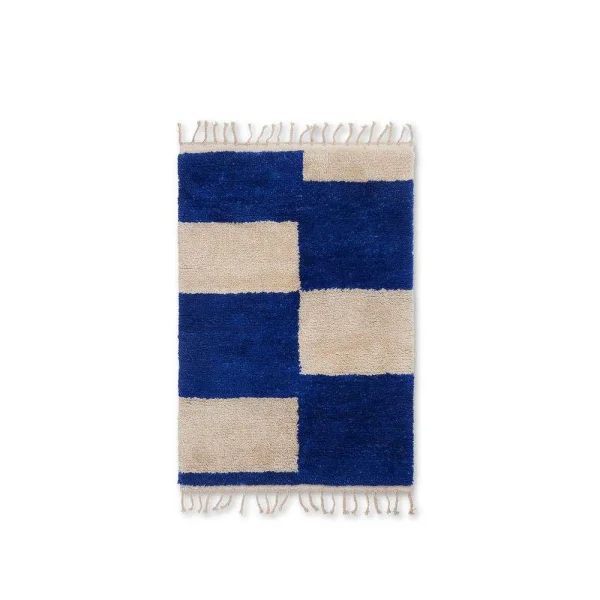 ferm LIVING - Mara Knotted Teppich S Bright Blue/Off-White
