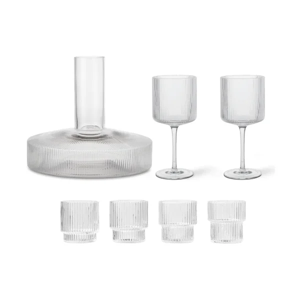 Ferm Living Ripple Karaffe und Glas 17 Teile - Klar