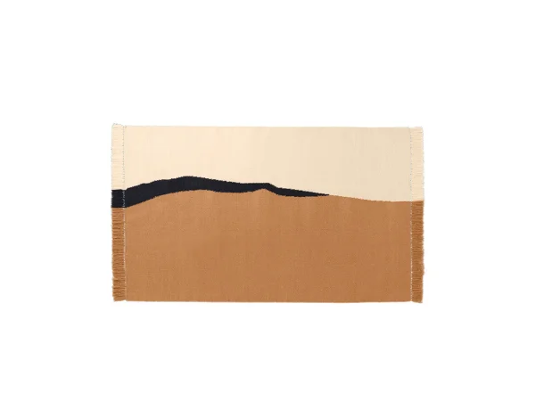 ferm LIVING - Soil Kelim Teppich 140x200 Dunkel Sand/Off-White
