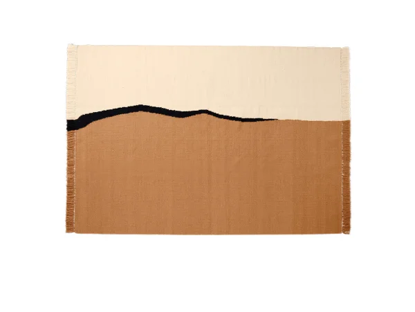 ferm LIVING - Soil Kelim Teppich 170x240 Dunkel Sand/Off-White