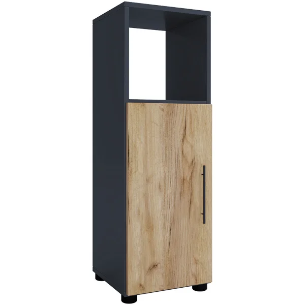 Flandu Badschrank 1 Tür anthrazit, Eiche dekor.
