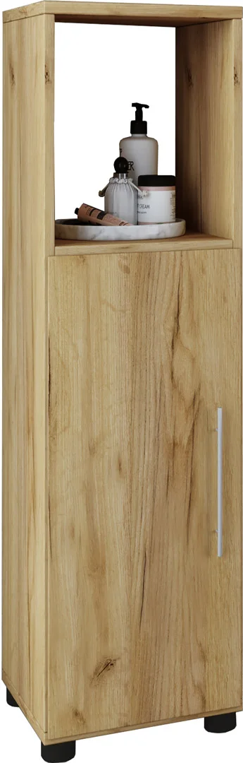 Flandu Badschrank halbhoch halbhoch mit 1 Tür Honig Eiche Dekor.