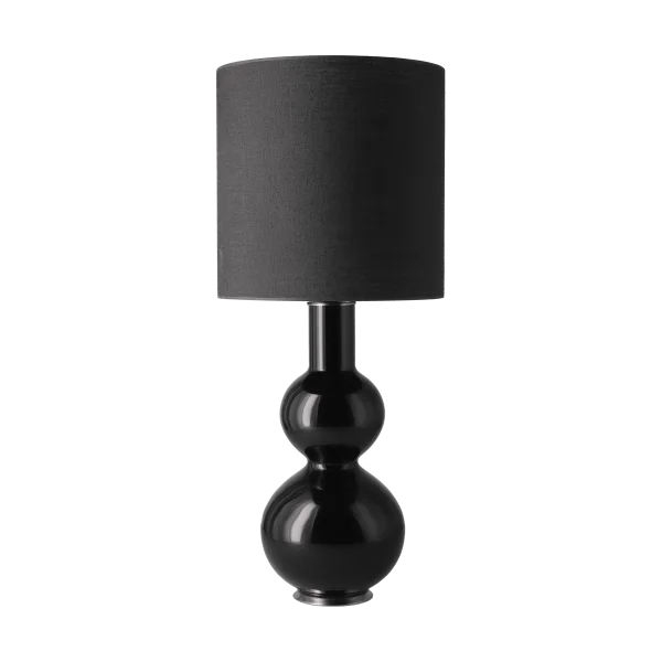 Flavia Lamps Augusta Tischleuchte schwarzer Lampenfuß Lino Negro M