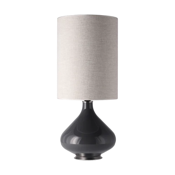 Flavia Lamps Flavia Tischleuchte grauer Lampenfuß London Beige L