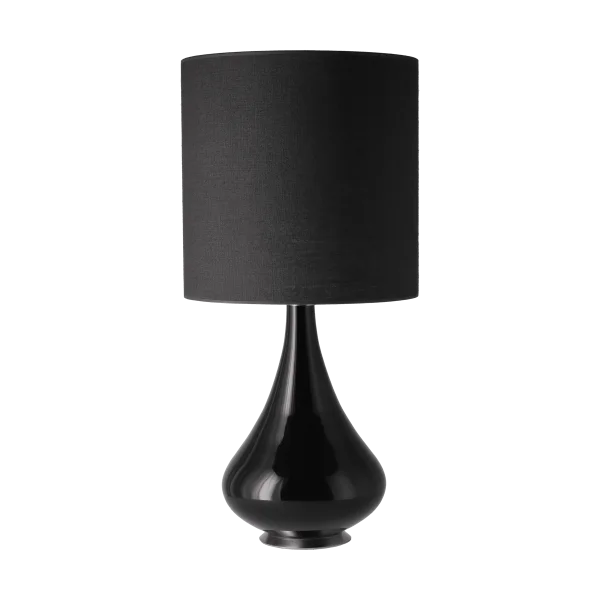 Flavia Lamps Renata Tischleuchte schwarzer Lampenfuß Lino Negro M