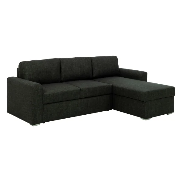 Flemingsburg Schlafsofa mit Chaiselongue dunkelgrau.