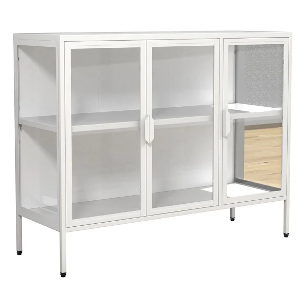 FlokaL Vitrinenschrank 3 Türen weiß.