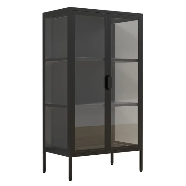 FlokaM Vitrinenschrank 2 Türen schwarz.