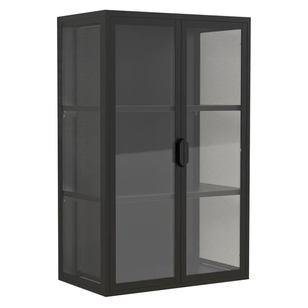 FlokasVL Vitrinenschrank wandhängend 2 Türen schwarz.