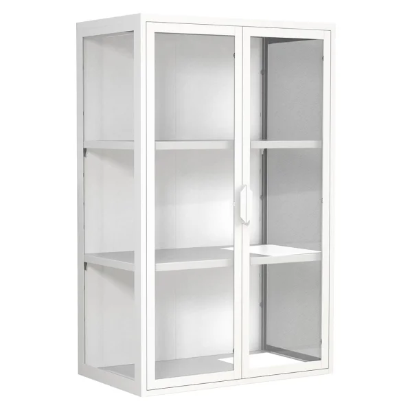FlokasVL Vitrinenschrank wandhängend 2 Türen weiß.