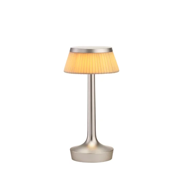 Flos Bon Jour Unplugged Tischleuchte Matt chrome-fabric