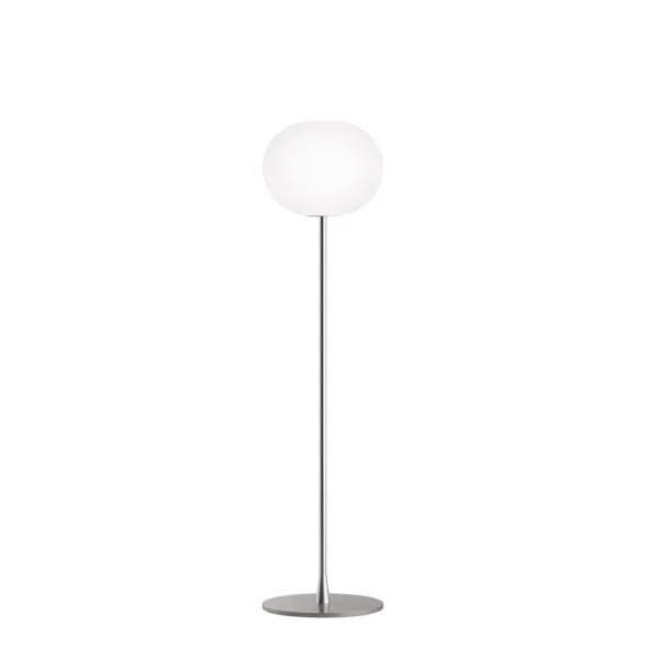 Flos Glo-ball F1 Stehleuchte Vitt opalglas-mattes Silbergestell