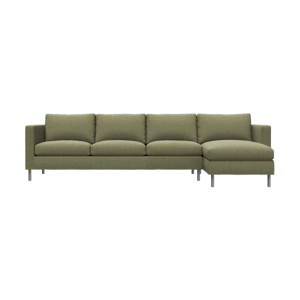 Fogia Alex 3-sitzige Sofa Chaise Lounge rechts Stoff Hiro Lightgreen-aluminiumbein