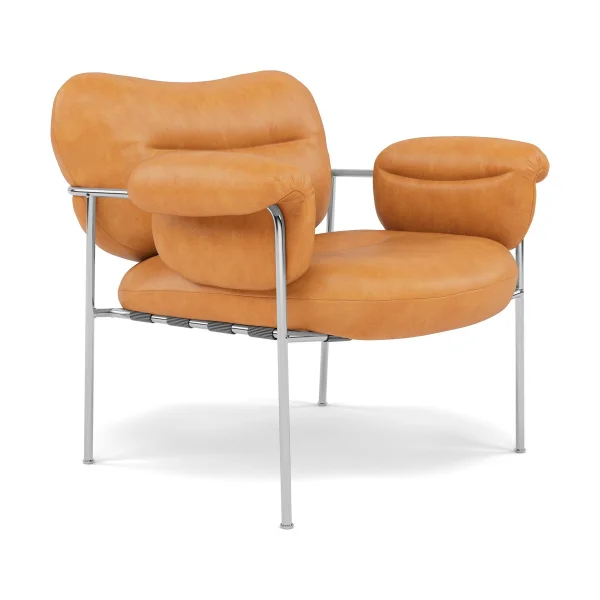 Fogia Bollo Sessel Vintage Cognac-polished stainless steel