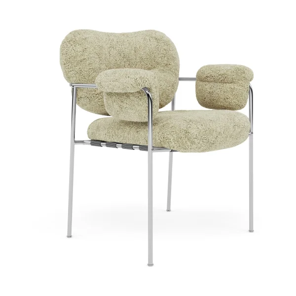 Fogia Bollo Stuhl Sheepskin Mohaw-polished stainless steel