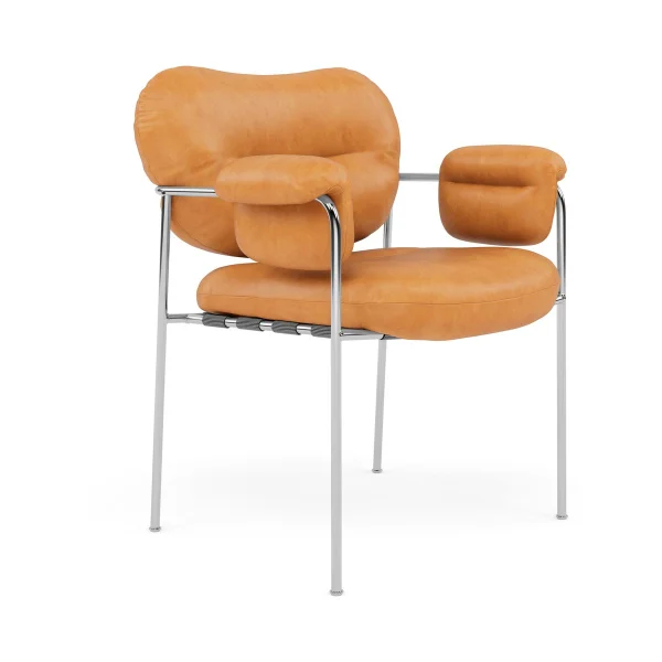 Fogia Bollo Stuhl Vintage Cognac-polished stainless steel