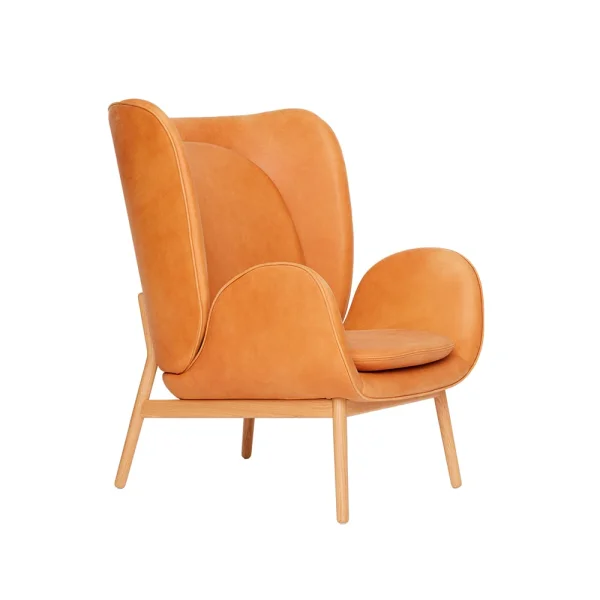 Fogia Embrace Large Sessel Eichenbein Leder Vintage Cognac, lackiert