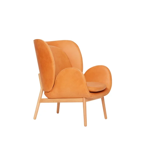 Fogia Embrace Small Sessel Eichenbein Leder Vintage Cognac, lackiert