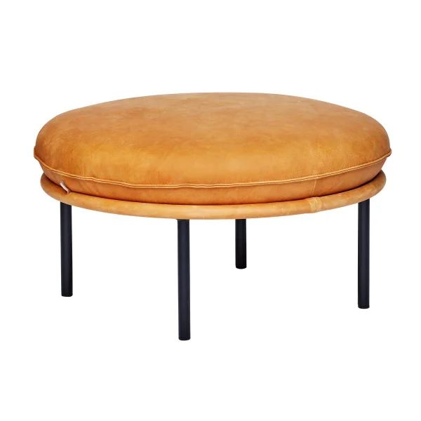 Fogia Tiki-Fußhocker Vintage cognac-schwarze Stahlbeine