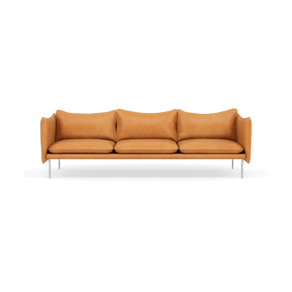 Fogia Tiki Sofa 3-Sitz Vintage Cognac-polished stainless steel
