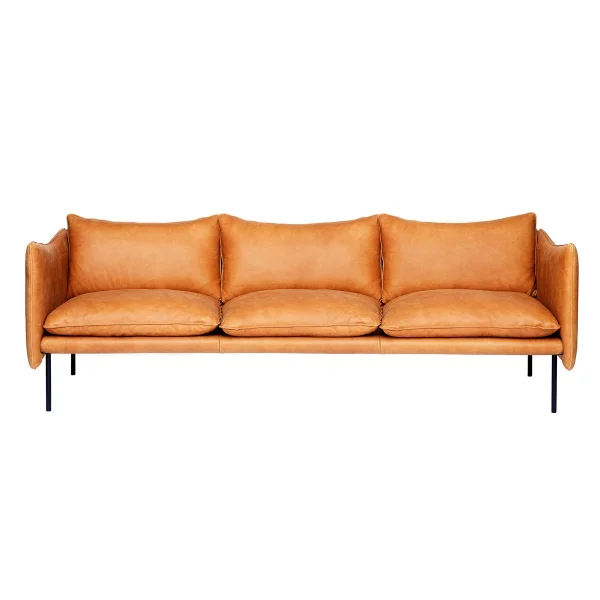 Fogia Tiki Sofa 3-Sitz Vintage cognac-svarta Stahlbeine