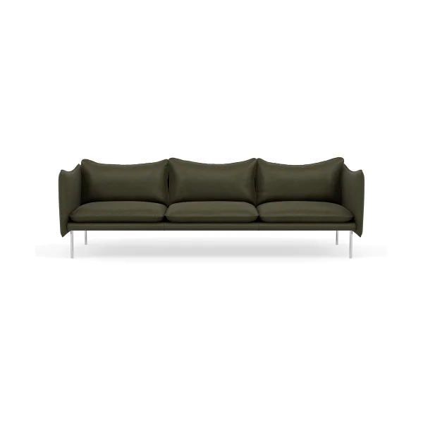 Fogia Tiki Sofa 3-Sitz Vintage Olive-polished stainless steel