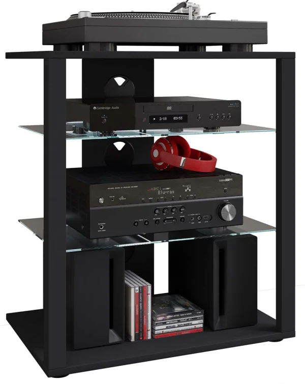 Folas Hifi-Möbel 3 Ablagen schwarz.