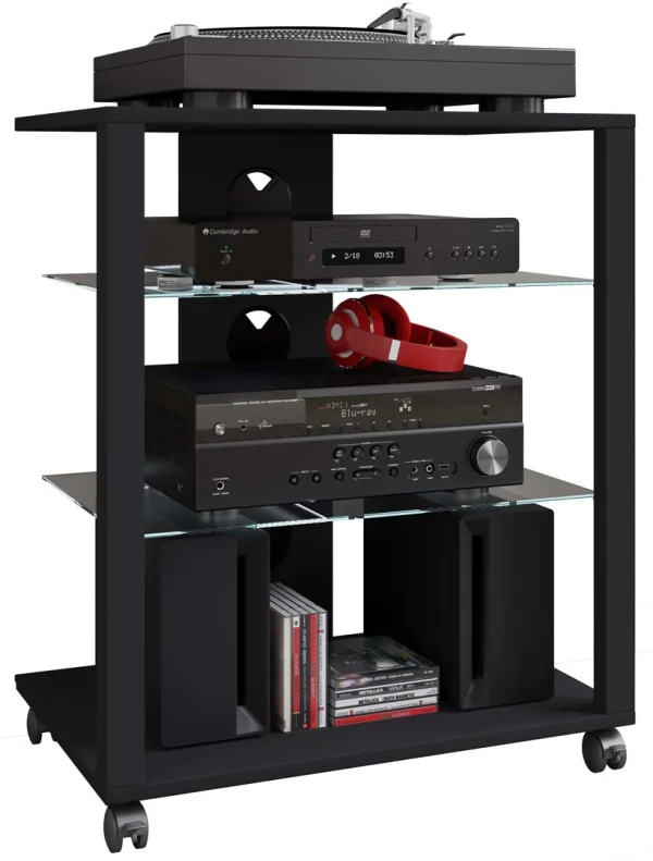 FolasR Hifi-Möbel 3 Ablagen schwarz.
