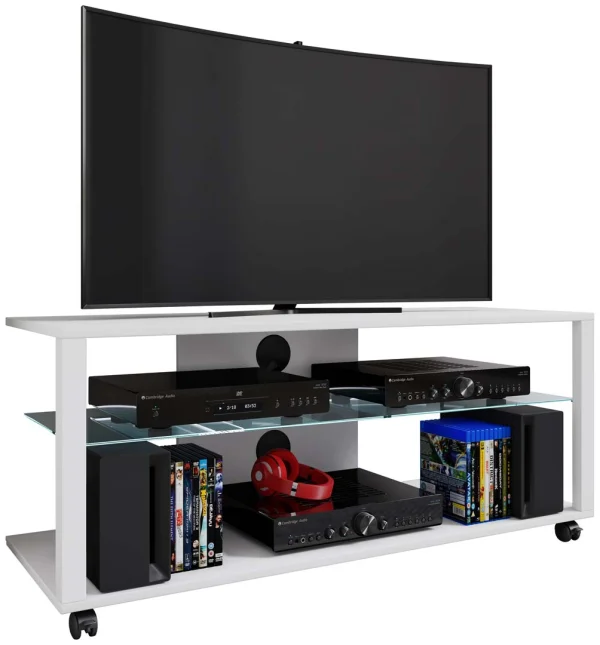 FolasXLR TV Tisch 2 Ablagen weiß.